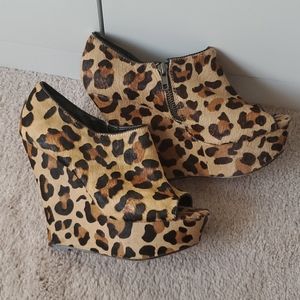 Animal Print Faux Fur Wedge